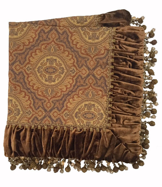 Luxury_square_table_topper-bronze_faux_silk-velvet-beads-old_world-reilly_chance_collection
