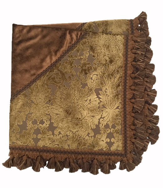 Gold and bronze velvet damask square | Reilly-Chance Collection