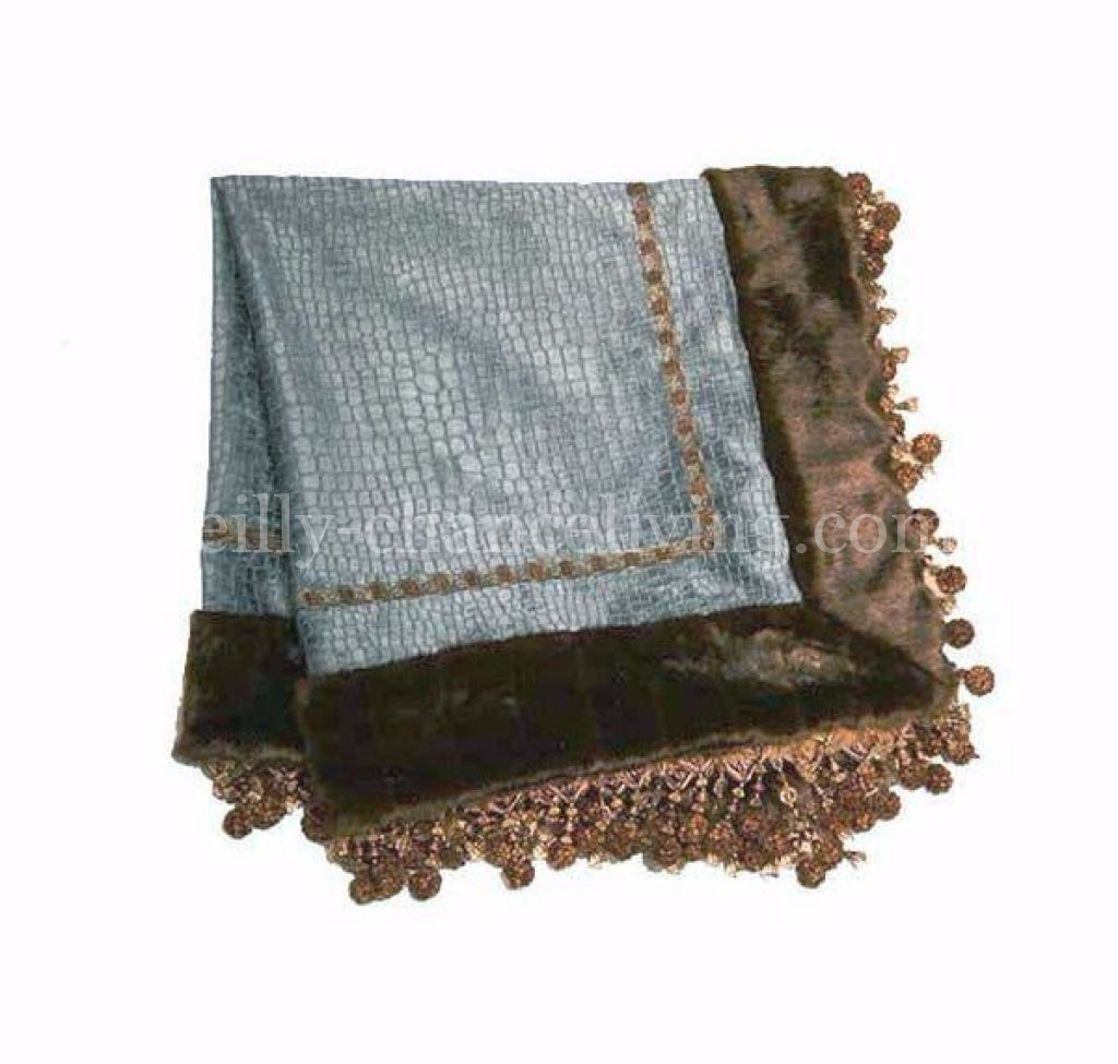 Luxury_square_table_topper-turquoise_croc_chenille-faux_mink-jeweled_beads-reilly_chance_collection