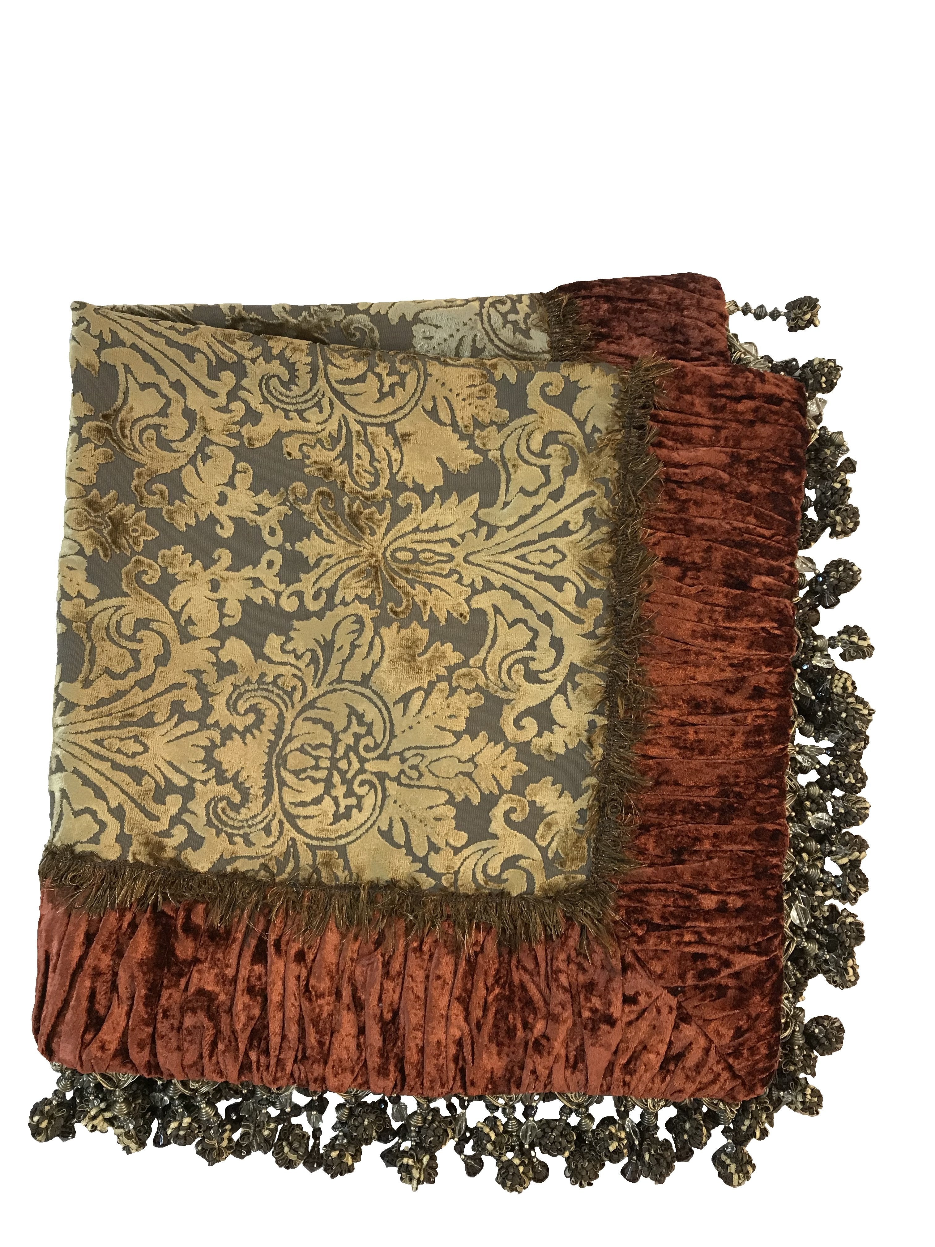 Luxury Square Table Topper Gold Cut Velvet with Rust Velvet – Reilly ...