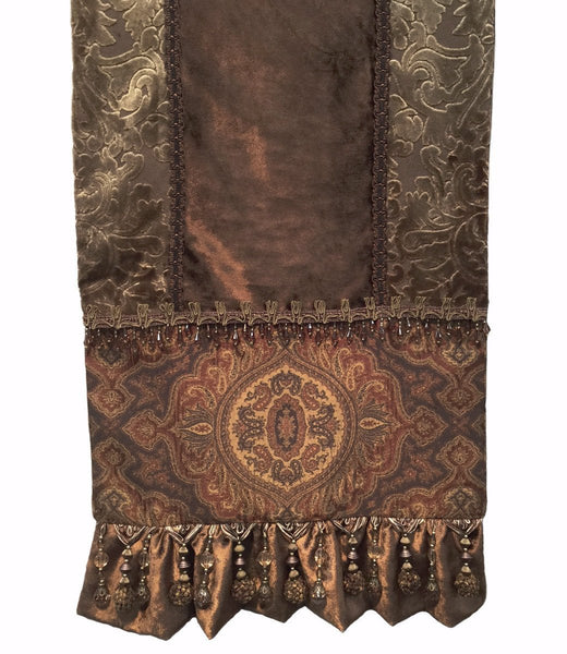 Bronze damask Luxury Table Runner | Reilly-Chance Collection