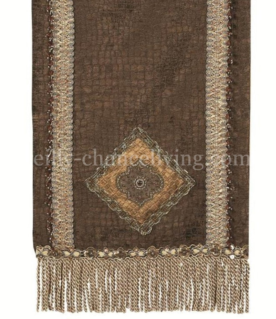 Luxury_table_runner-Chocolate_brown_croc-bullion-embellished-reilly_chance_collection