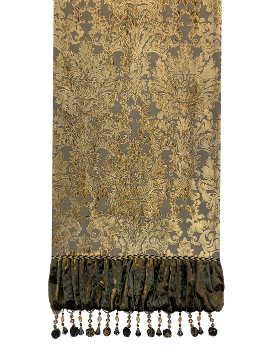 Luxury Table Runner Brussels Bronze and Gold Velvet