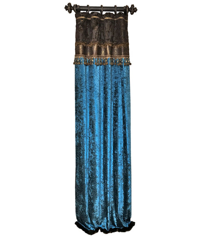 Decorative Curtain Panel Style #7 Chocolate Brown And Turquoise Velvet Window Treatment