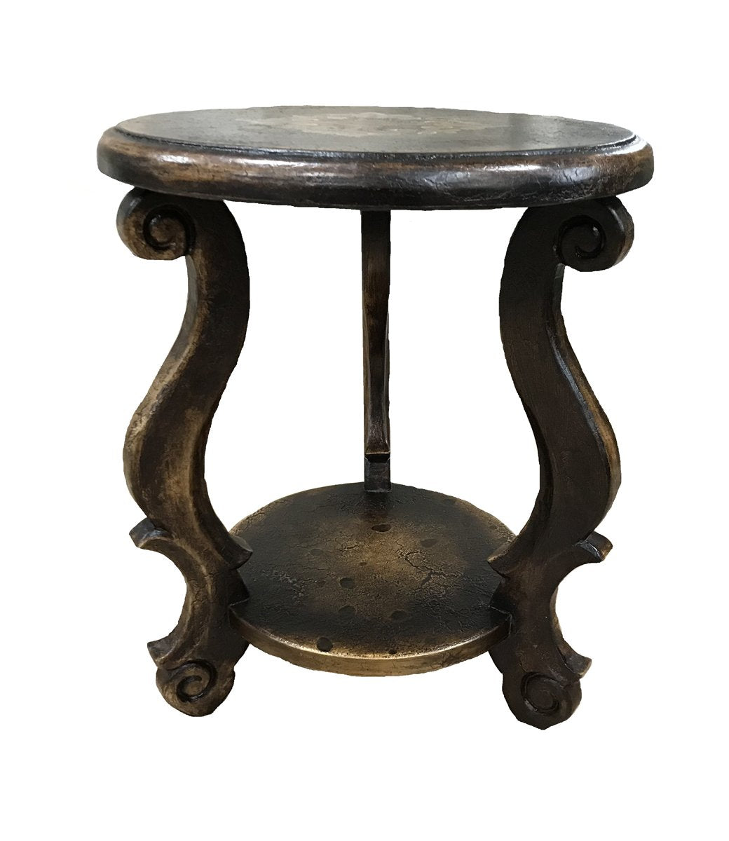 Peruvian Home Furnishings Madrid Round Hand Painted Wood Side Table Consoles Sofa Tables And