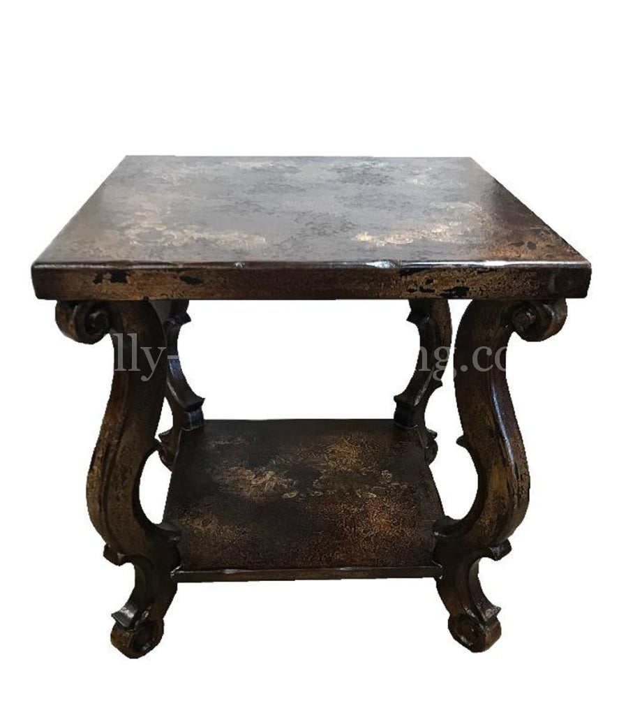 Peruvian Home Furnishings Madrid Square Hand Painted Wood Side Table