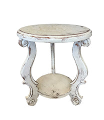 Peruvian Home Furnishings Madrid Hand Painted Wood Side Table Vintage White