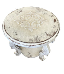 Peruvian Home Furnishings Madrid Hand Painted Wood Side Table Vintage White