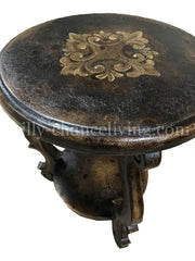 Peruvian Home Furnishings Madrid Round Hand Painted Wood Side Table