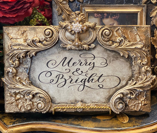 Michelle Butler Merry & Bright Christmas Plaque with Cross