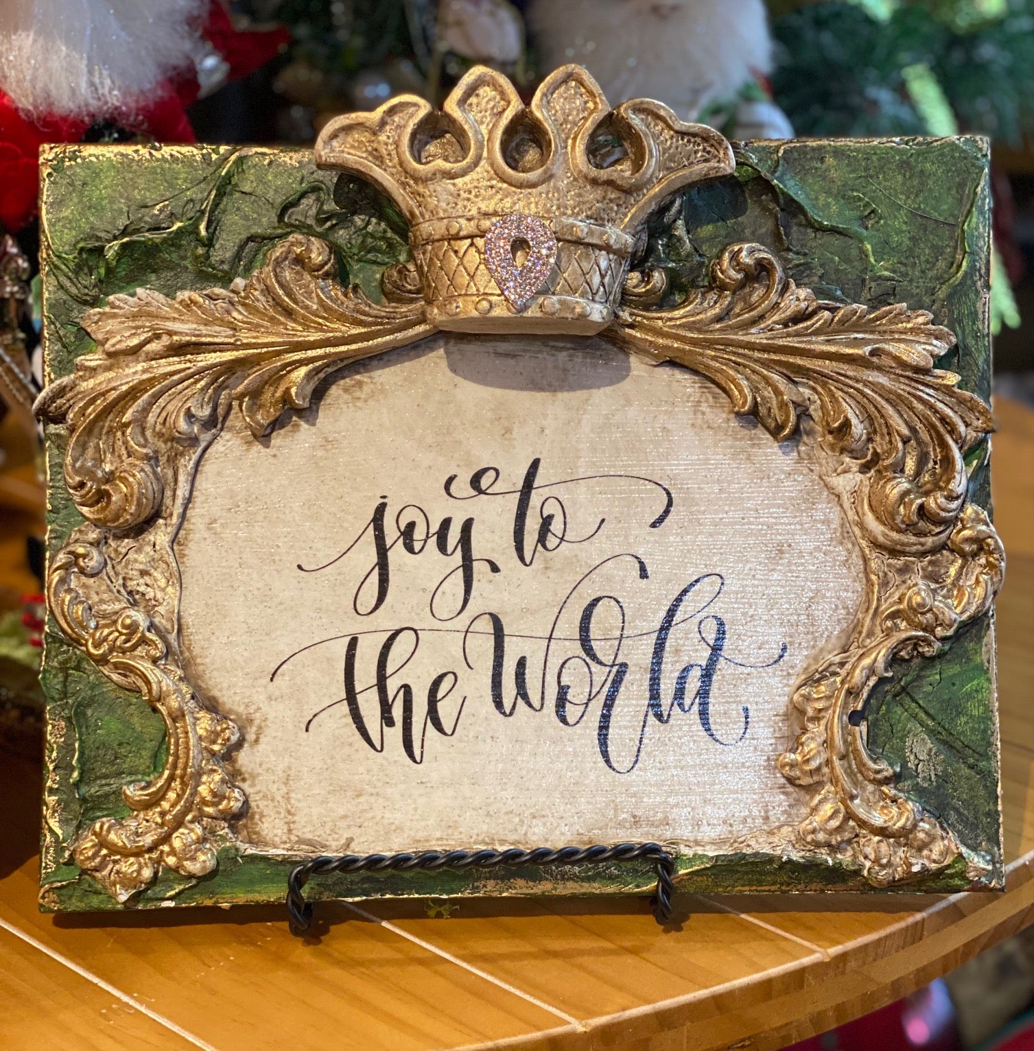 Michelle Butler Christmas Plaque Joy to the World Vintage Green