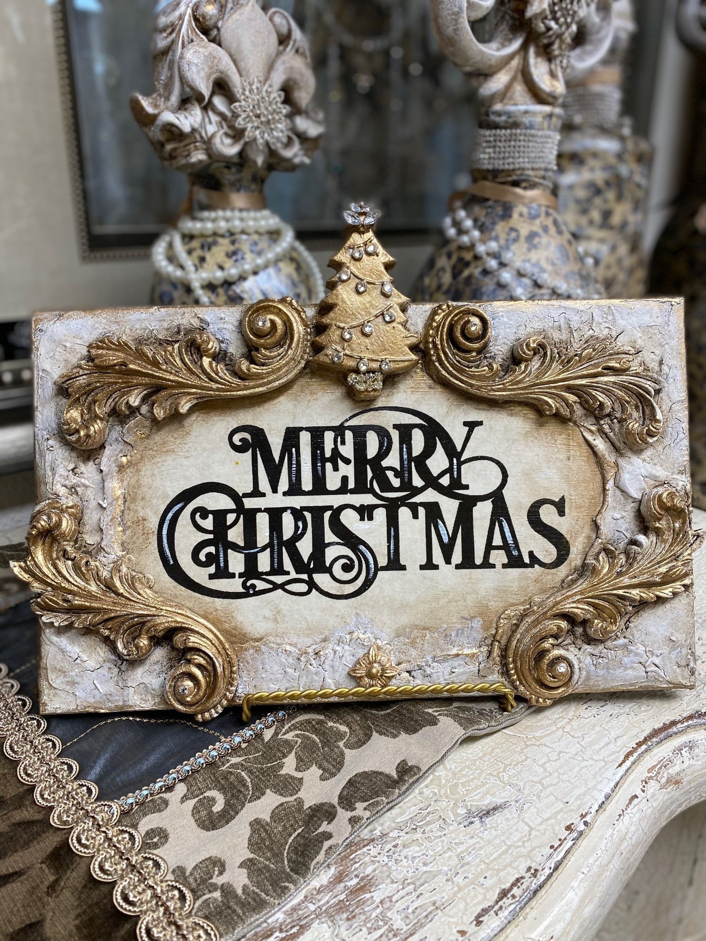Michelle Butler Merry Christmas Plaque with Tree