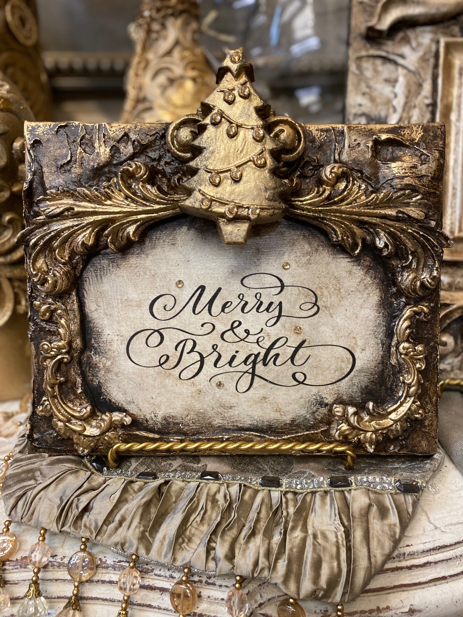 Michelle Butler Merry & Bright Christmas Plaque Vintage Black