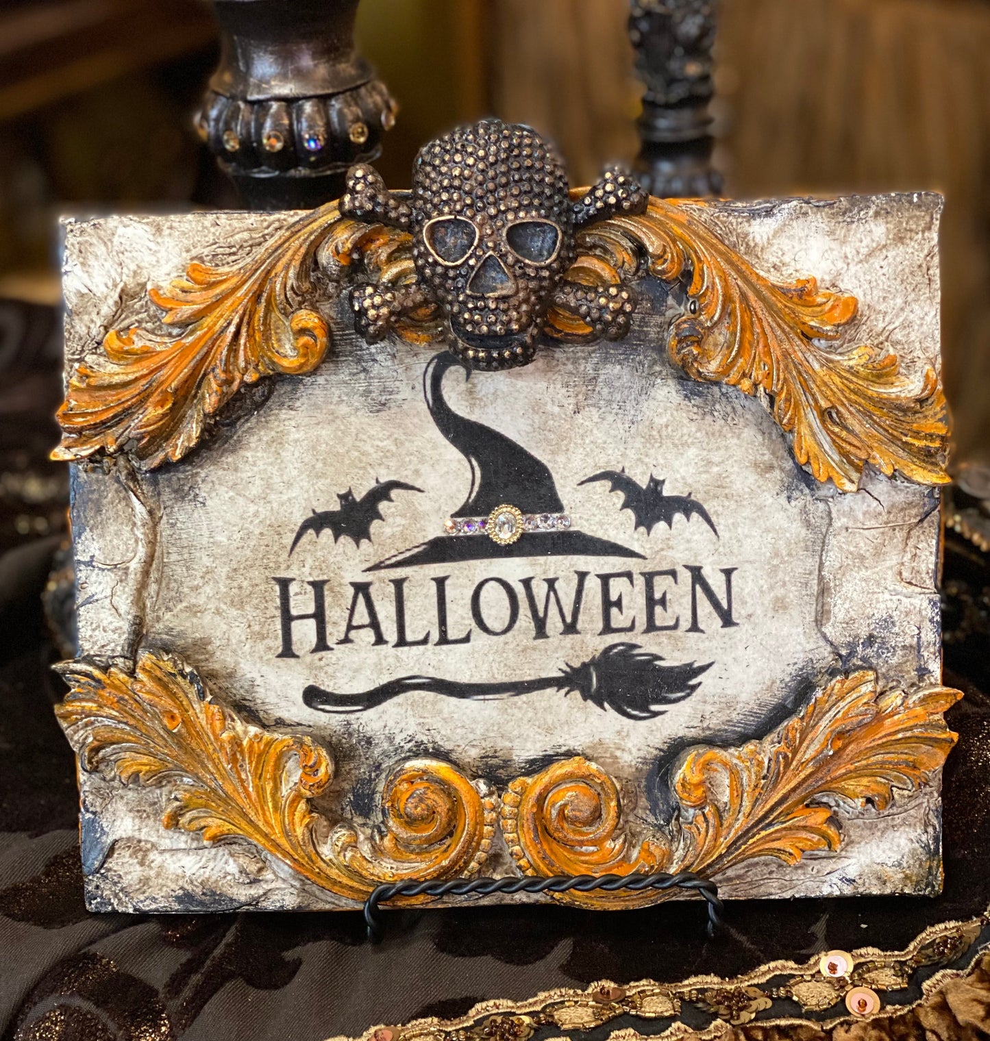 Michelle Butler Halloween Plaque with Skull