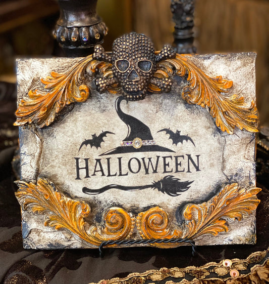 Michelle Butler Halloween Plaque with Skull
