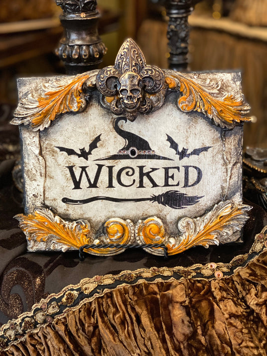 Michelle Butler Orange Wicked Halloween Plaque