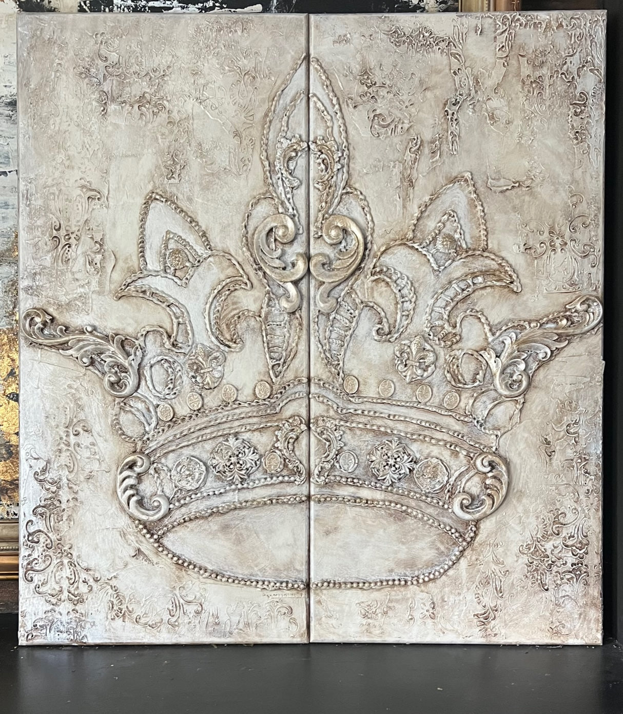 Michelle Butler Set of Two Large Crown Wall Art Champagne