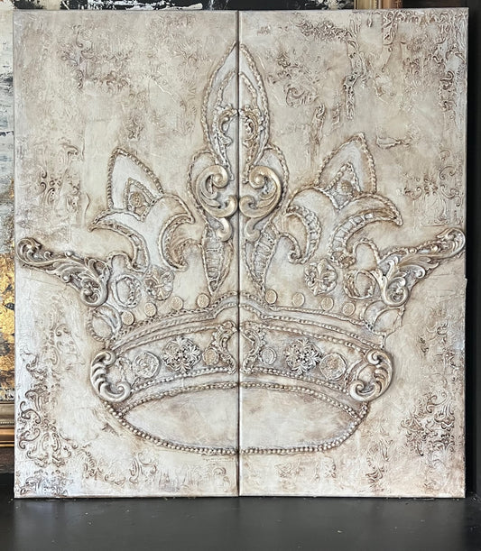 Michelle Butler Set of Two Large Crown Wall Art Champagne