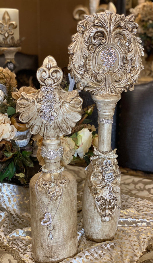 Michelle Butler Decorative Bottles Scroll Medallion Top