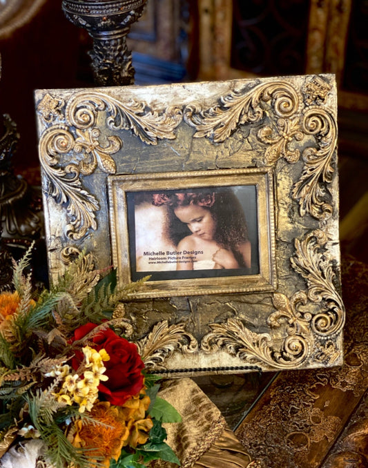 Michelle Butler Heirloom Tabletop Frame With Jeweled Fleur De Lis And Scrolls Frames