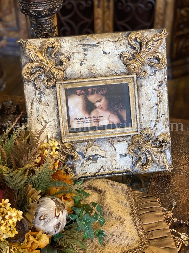 Michelle Butler Heirloom Tabletop Frame with Jeweled Fleur de Lis