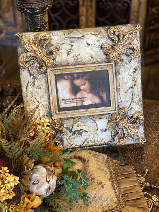 Michelle Butler Heirloom Tabletop Frame With Jeweled Fleur De Lis Frames