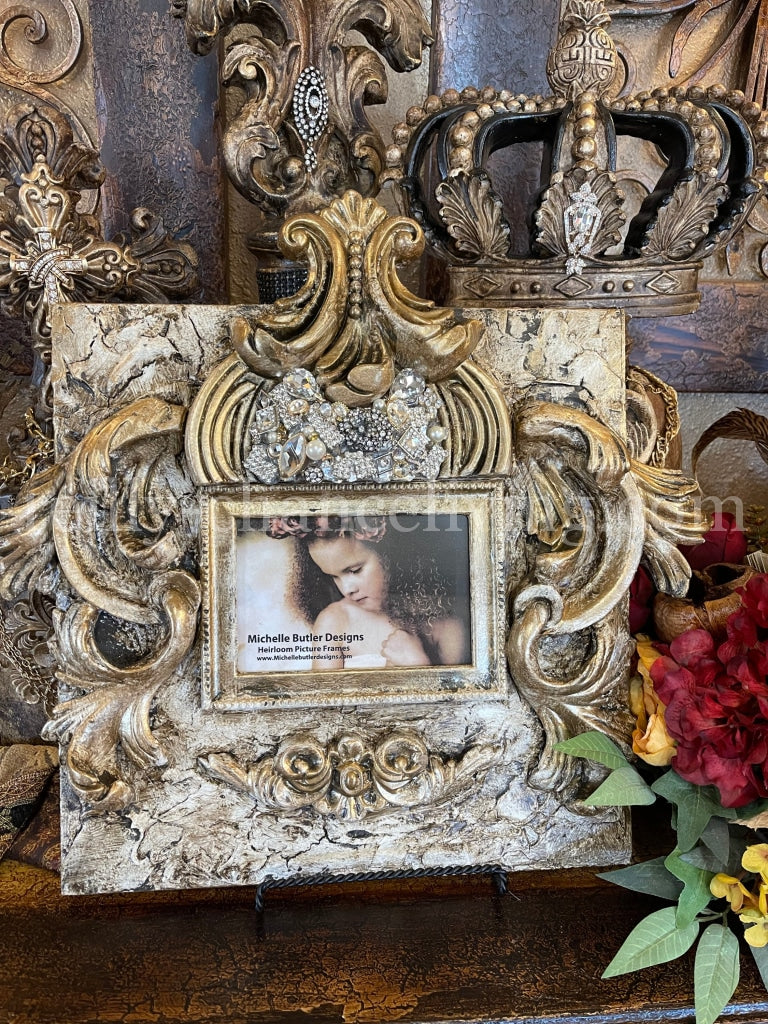 Michelle Butler Heirloom Tabletop Frame with Jeweled Acanthus Scroll Details