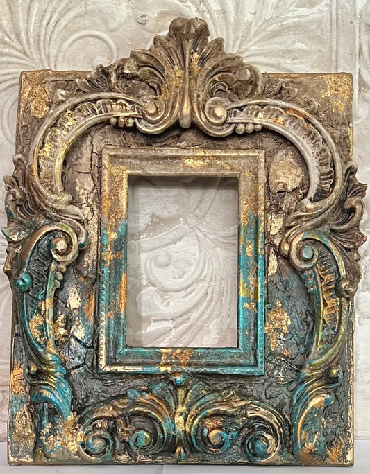 Michelle Butler Tabletop Frame with Scroll Turquoise Finish