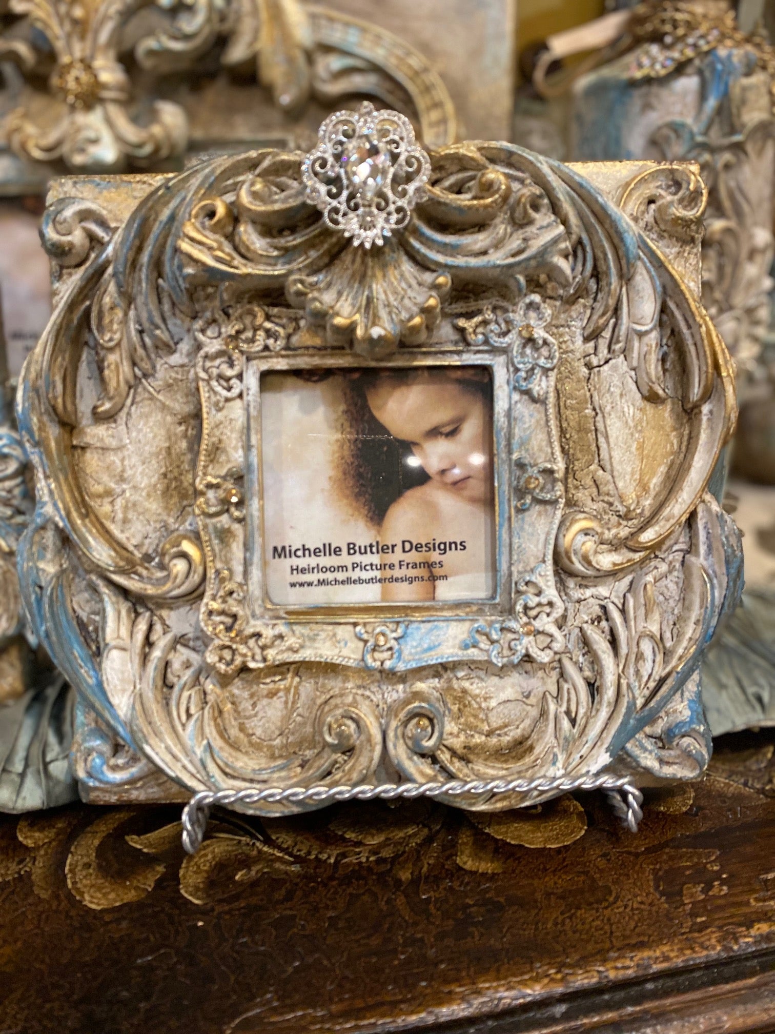 Michelle Butler Small Tabletop Frame with Scroll Spa Finish