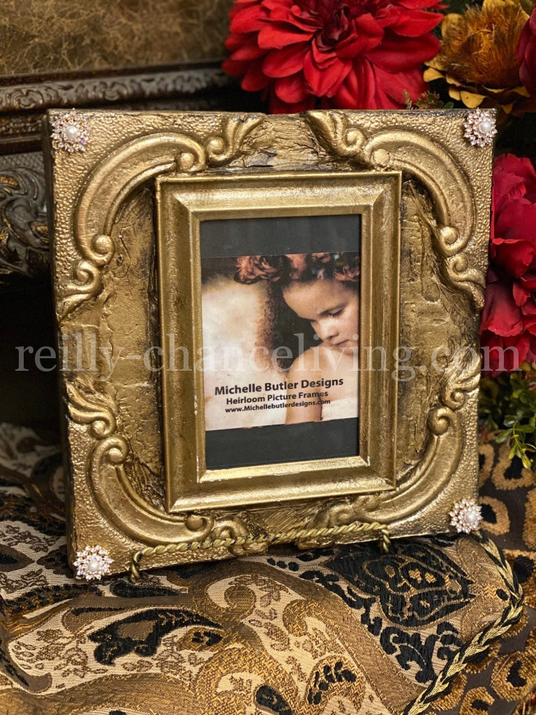 Michelle Butler Small Decorative Frame with Jeweled Scrolls