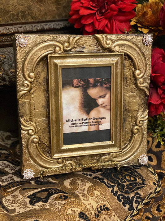 Michelle Butler Small Decorative Frame With Jeweled Scrolls Frames