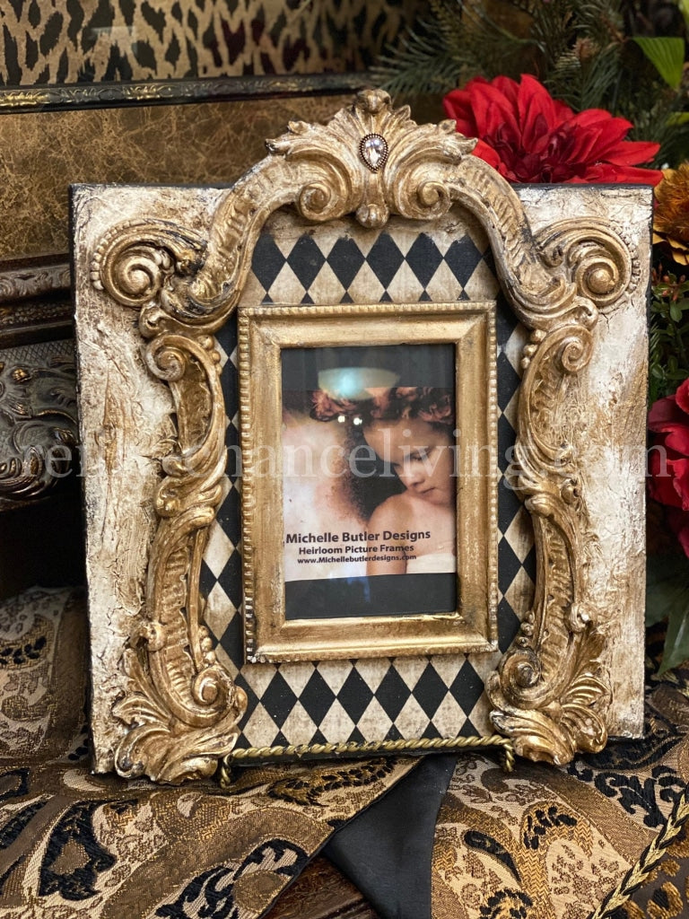 Michelle Butler Heirloom Tabletop Frame with Harlequin and Scrolls