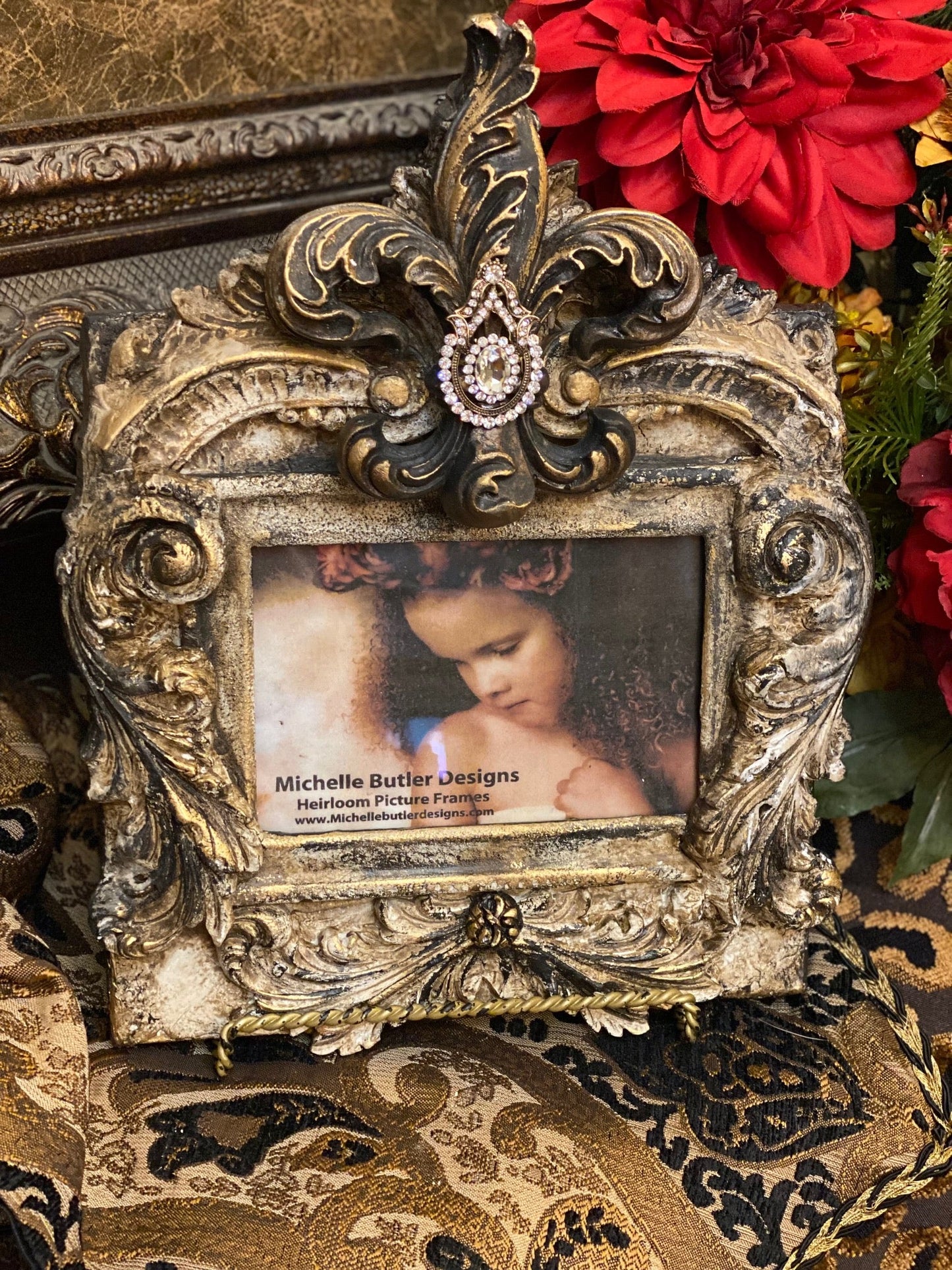 Michelle Butler Small Tabletop Frame With Scrolls And Fleur De Lis Frames