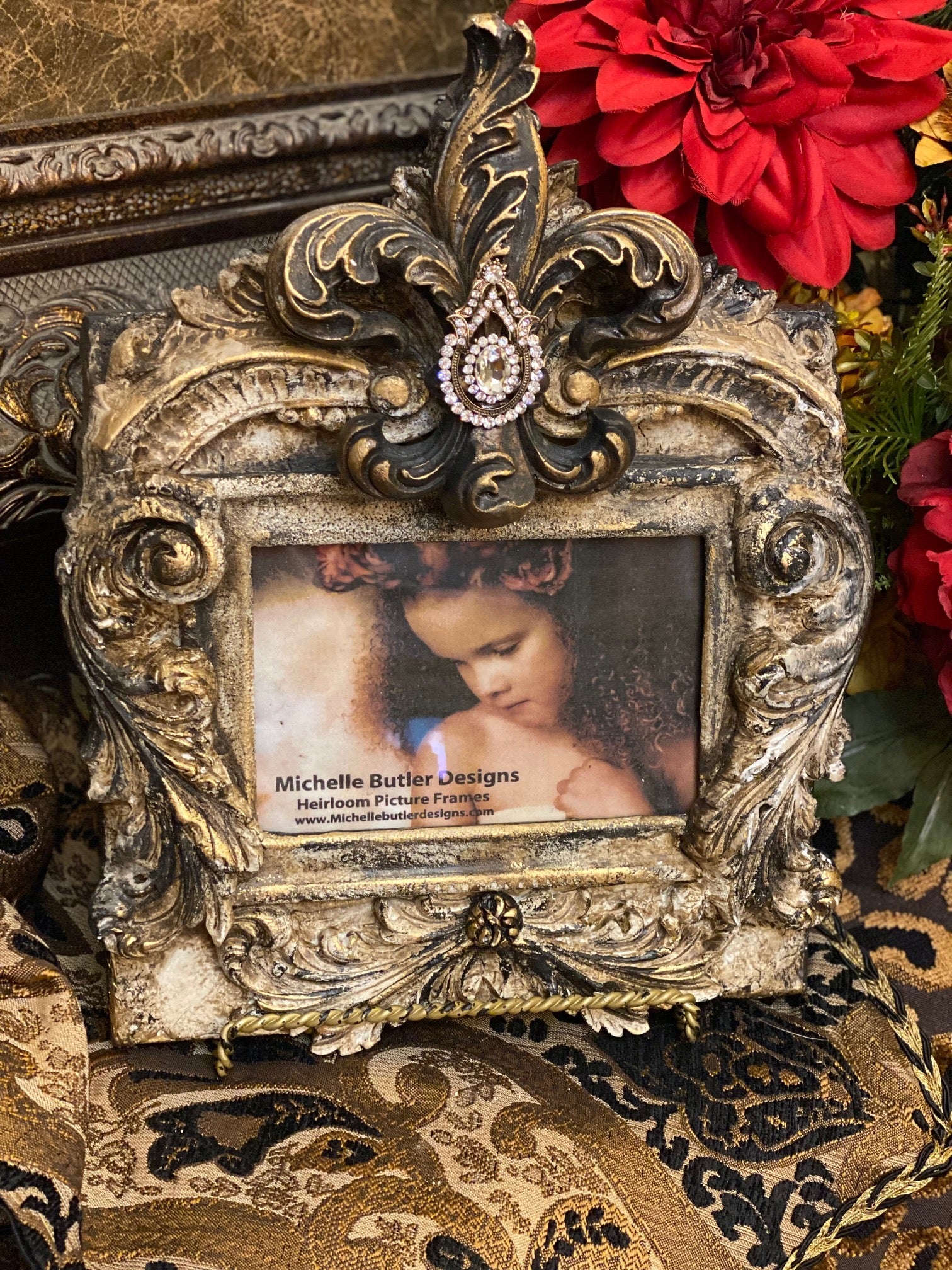 Michelle Butler Small Tabletop Frame With Scrolls And Fleur De Lis Frames