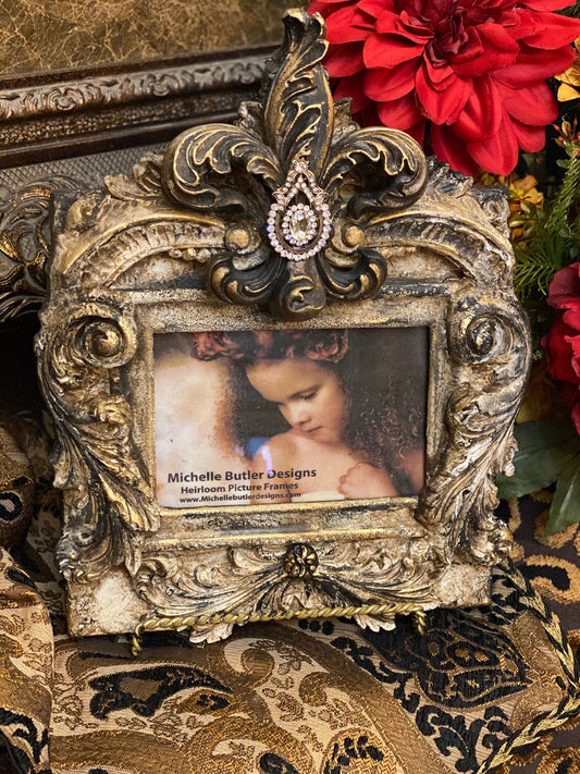 Michelle Butler Small Tabletop Frame With Scrolls And Fleur De Lis Frames