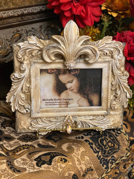 Michelle Butler Small Tabletop Frame With Fleur De Lis Frames