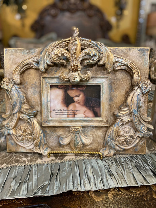 Michelle Butler Heirloom Tabletop Frame with Fleur de Lis Spa Finish