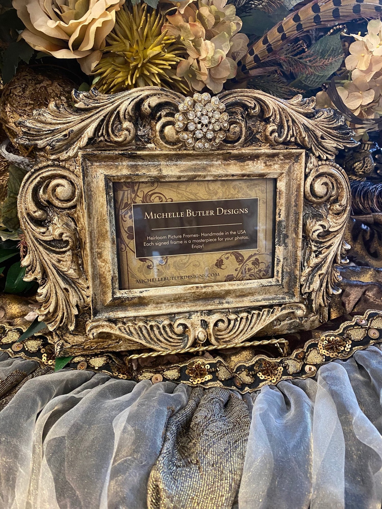 Michelle Butler Small Tabletop Frame With Jeweled Scrolls Frames