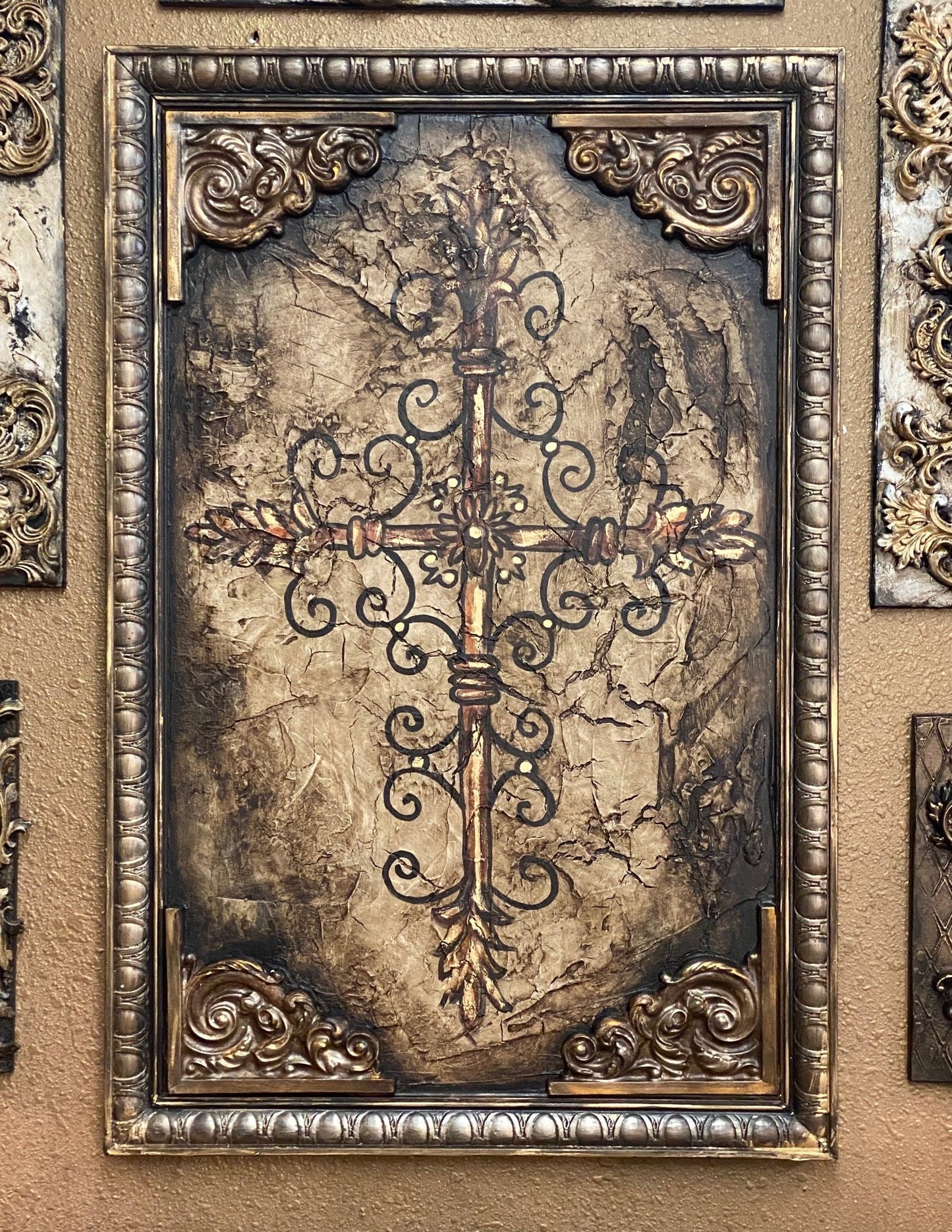 Michelle_Butler_wall_plaque_with_cross-Michelle_Butler_Designs_wall_art-old_world_decor_for_walls-reilly_chance