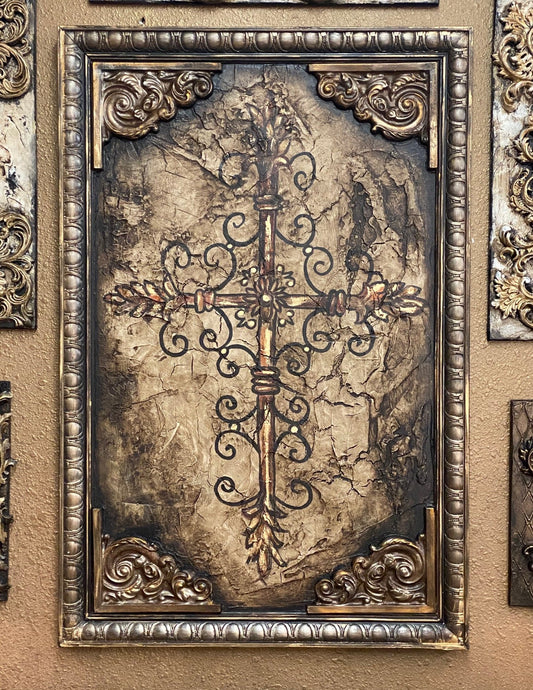Michelle_Butler_wall_plaque_with_cross-Michelle_Butler_Designs_wall_art-old_world_decor_for_walls-reilly_chance