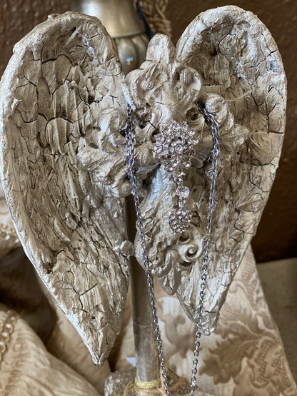 Michelle Butler Designs Standing Angel Wings With Cross Champagne Plaques & More