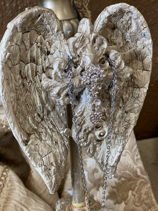 Michelle Butler Designs Standing Angel Wings With Cross Champagne Plaques & More