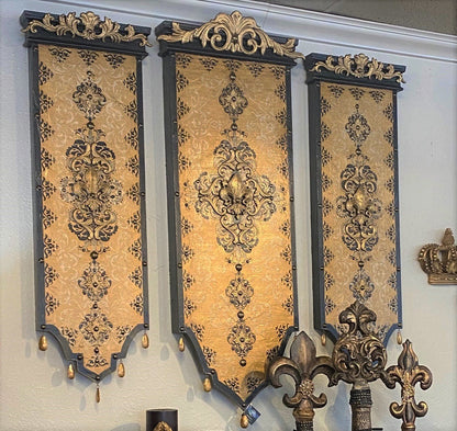 Steve Taff Old World Dimensional Art Set Of Three Black And Gold Reilly-Chance Home Decor Retail