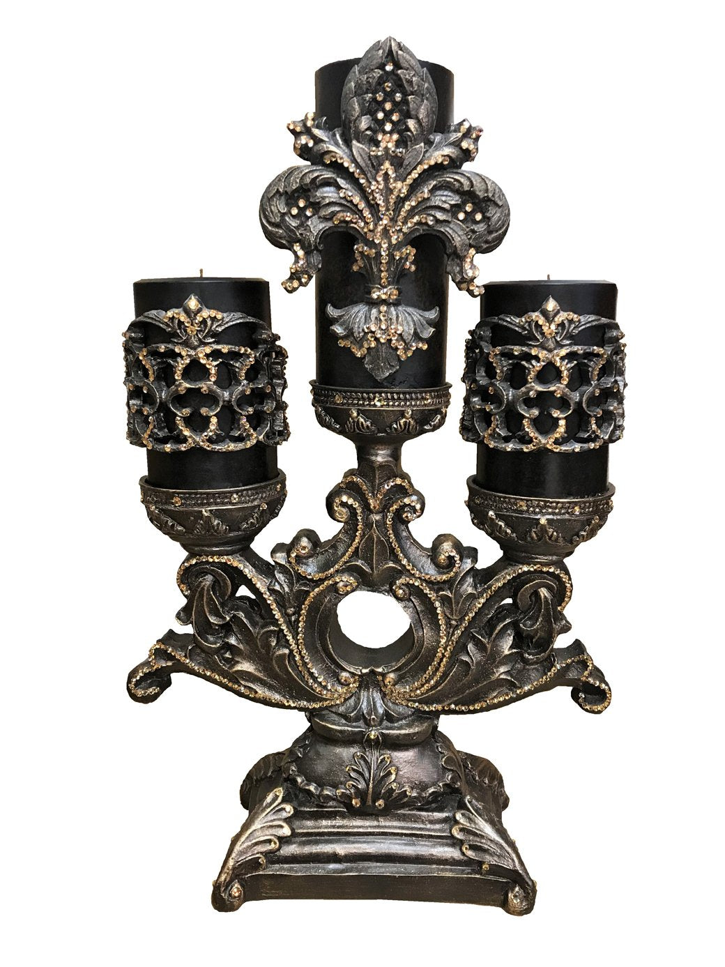 Luxury Decorative Candles With Crystals On 3 Tier Jeweled Candle Base Candle/Base Combination