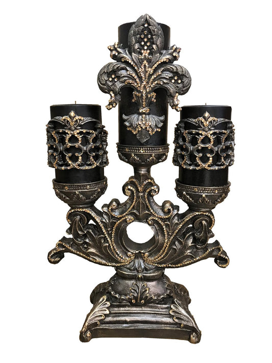 Luxury Decorative Candles With Crystals On 3 Tier Jeweled Candle Base Candle/Base Combination