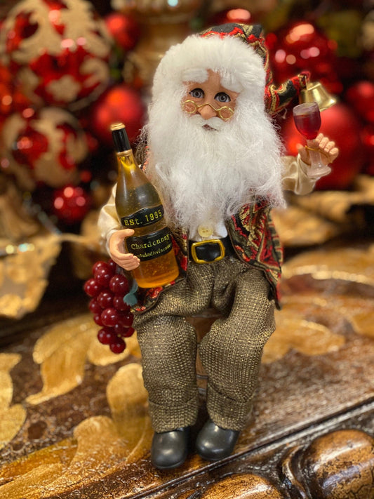 Santa On Wine Barrel Christmas Home Decor