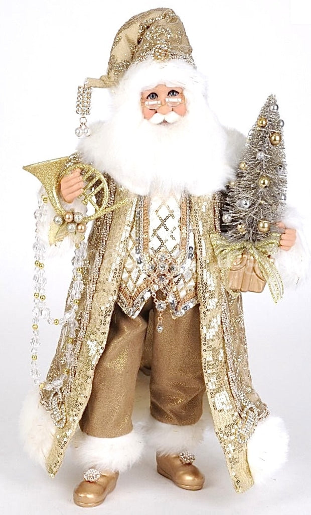 Lighted Gilded Gold Santa
