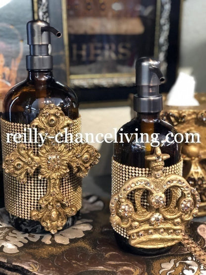 Old_world_bathroom_accessories-decorative_soap_pump-decorative_soap_dispenser-swarovski_crystals-jeweled_decorative_bathroom_vanity_soap_pump_with_crown-decorative_lotion_dispenser-old_world_home_decor-sir_olive