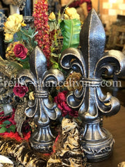 Jeweled Fleur de Lis Tabletop Sculptures