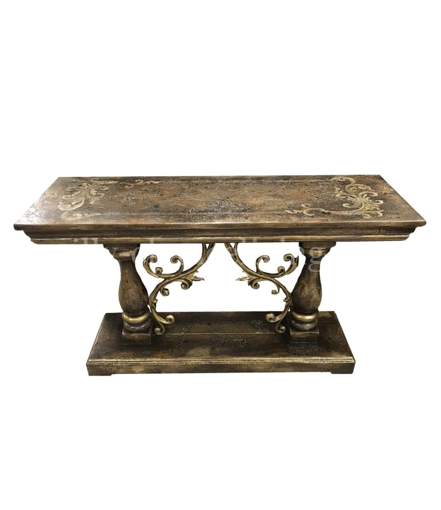 Peruvian Home Furnishings Cristobal Iron Hand painted Wood Console Table